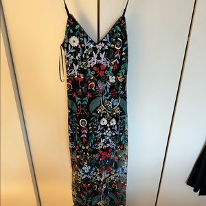 Lulu’s ankle length black floral dress
